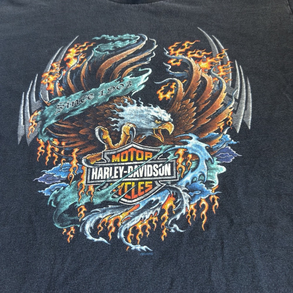 Vintage Y2K Harley-Davidson Biker T-Shirt Eagle Clinton IA Large - Picture 5 of 8
